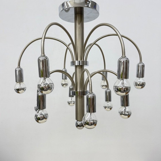 Image 1 of Lampada da soffitto vintage in ottone cromato di Sciolari, anni '70