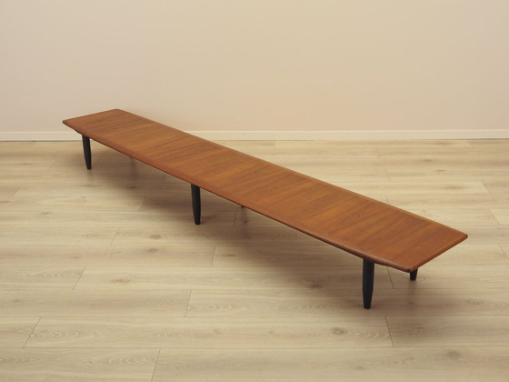 Credenza danese in teak a forma architettonica bassa, design scandinavo moderno, anni '70 – Mobili TV, Legno (photo 5 of 9)