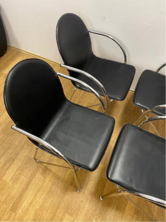 Image 1 of Ensemble de 4 chaises rétro avec accoudoirs, années 1980, Tchécoslovaquie