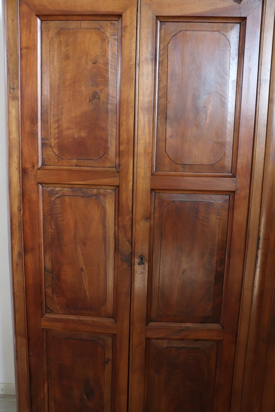 Image 1 of Large Wardrobe 4 Doors in Solid Walnut, Italy 19th Century
