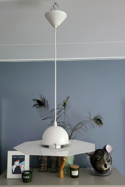 DL Holland 8 Angular white metal pendant lamp 1980s