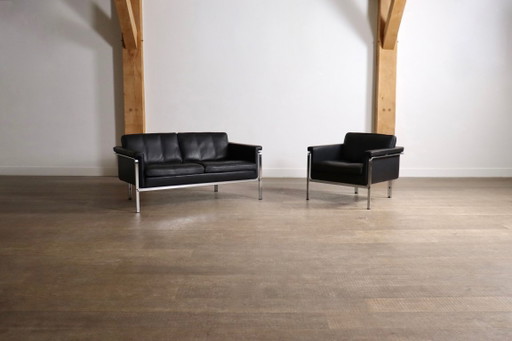 Horst Brüning Model 6912 Two Seater Sofas In Black Leather For Kill International, Germany 1967 (photo 2 of 14)