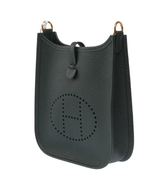 Image 1 of Borsa HERMES Mini Evelyne in cuoio verde - 103300