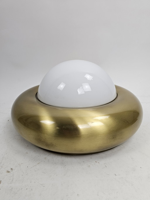 Wandlamp of plafondlamp van Valenti messing en melkglas