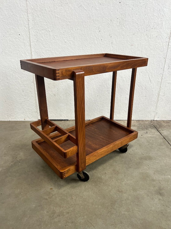 Vintage Wooden Trolley / Bar Cart, Amsterdam School (photo 14 of 21)
