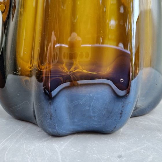 Image 1 of seventies Murano Amber iriserende design vaas