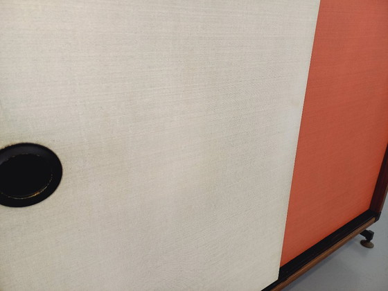 Image 1 of Libreria componibile vintage italiana in melaminico con decori in legno e metallo degli anni '60