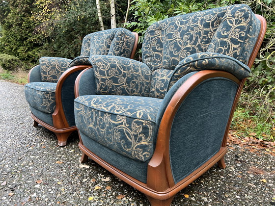 Image 1 of 2 kersenhouten jugendstil fauteuils 