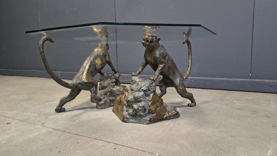 Image 1 of Bronze leopard coffee table, 1970s 