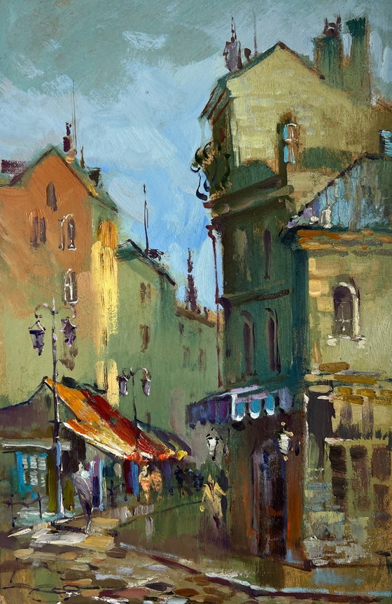 Image 1 of Original Oil Painting Old City Landscape Shadows of Old Venice