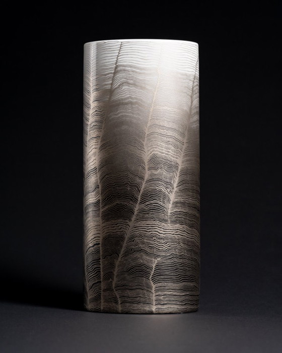 Image 1 of Glam Chic Vintage Rare Alain Le Foll × Rosenthal "Chiffon" Porcelain Vase Duo