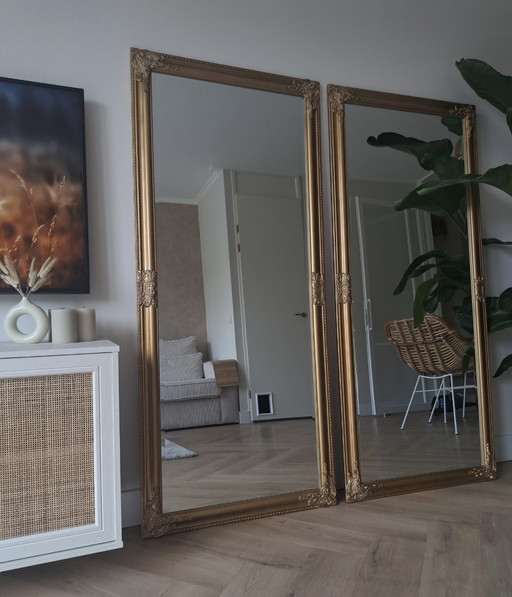 2 gold bronze antique look mirror pass mirror