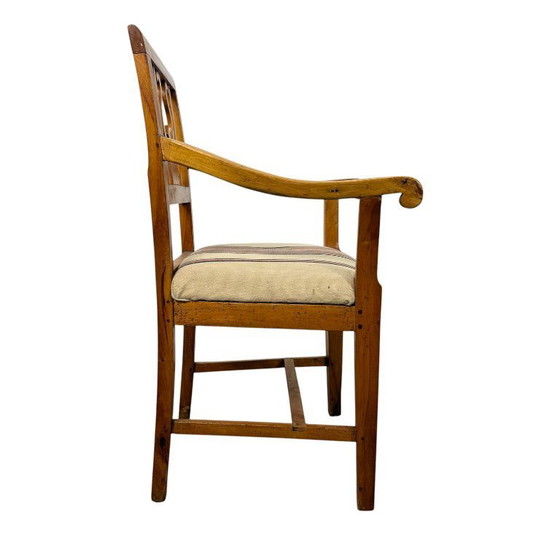 Image 1 of Niederländischer Empire-Sessel mit Lyra-Rückenlehne aus Kirschholz