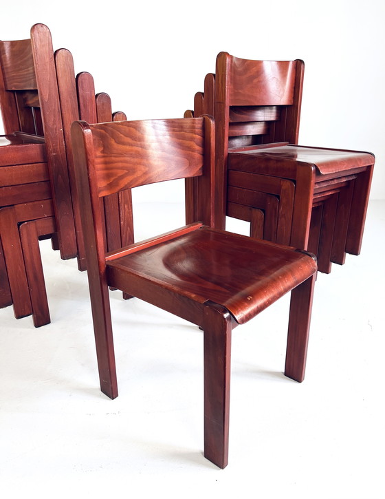 Image 1 of 10x Vintage Plywood Stapelstoel ‘60