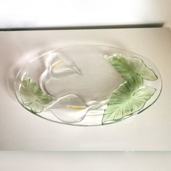 Image 1 of GLASTABLETT - GEPRÄGTE BLUMEN DEKORATION