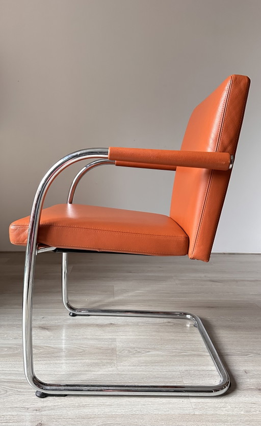 6 sedie da pranzo Vitra Visasoft Design – eetkamerstoelen, Chrome, Leather, Modern (photo 2 of 7)