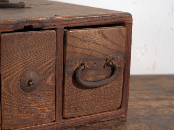 Antica scatola di legno giapponese con cassetto – Periodo Meiji–Taishō (c.1890–1920) – Armadi contenitori (photo 19 of 40)