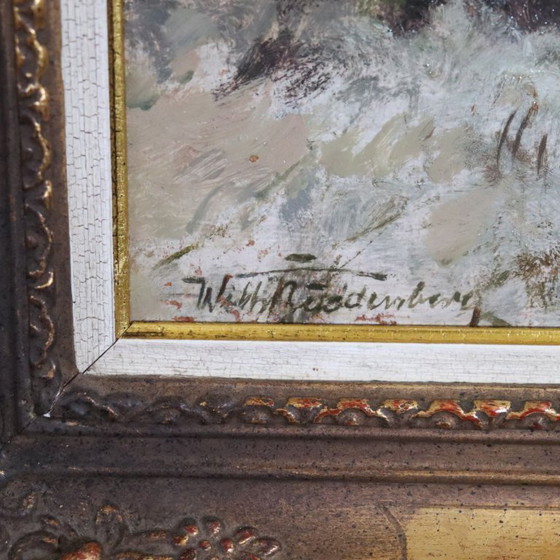 Image 1 of Pheasants in the Snow, Oil Painting on Board, Signed Wilhelm Buddenberg