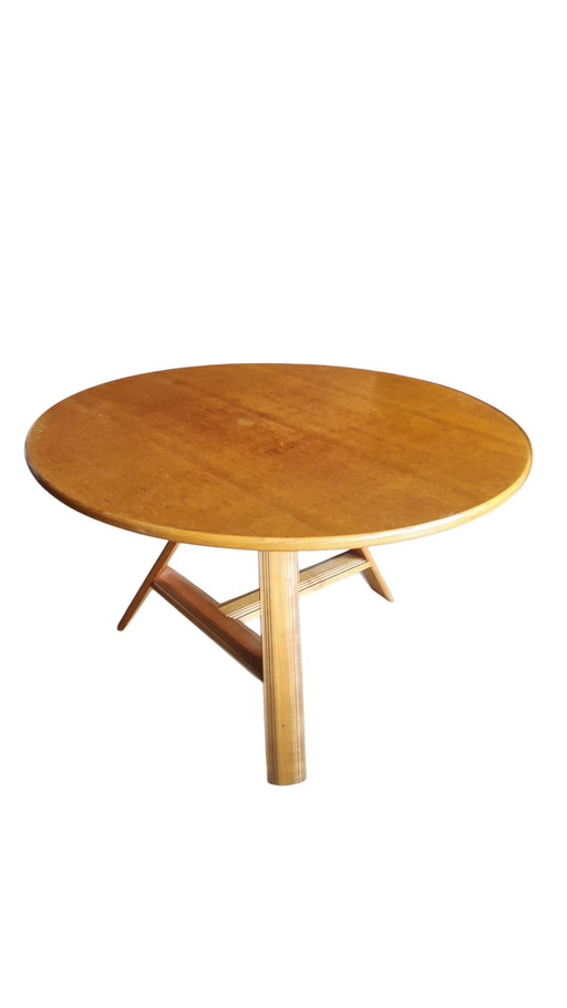 Table basse ronde en chêne vierge Vintage 1960s