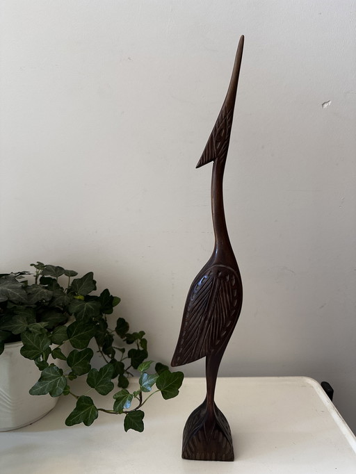 Mid Century Houten Kraanvogel