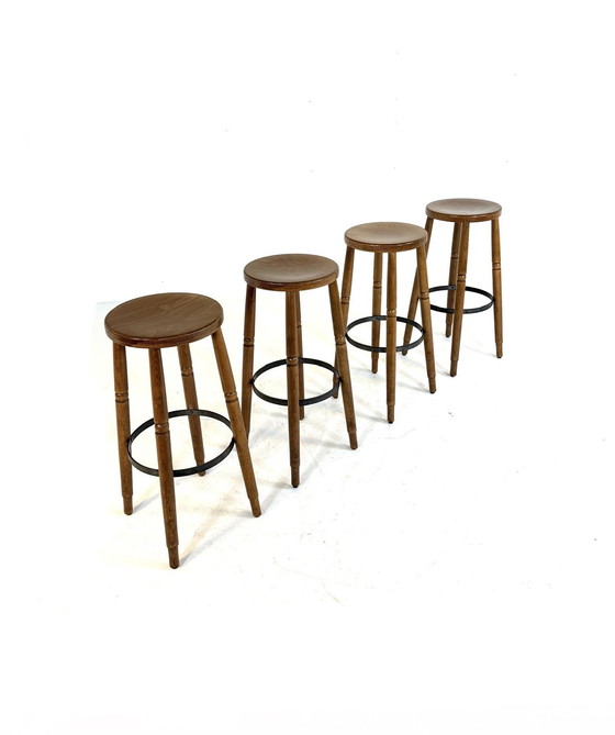 Image 1 of Ensemble de 4 tabourets de bar brutalistes des années 60