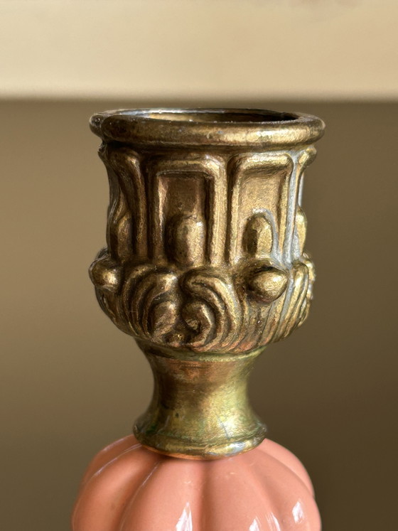 Handgemachter Kerzenhalter. Delfter Blau Figur. Keramikperlen. – Nori Vinci, Brass, Ceramic (photo 3 of 8)
