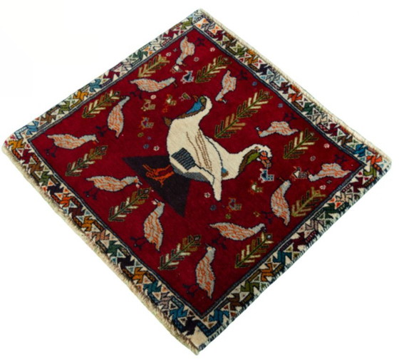 Image 1 of Hand-knotted Shiraz oriental rug - 51 x 55 cm Unique nomadic piece with animal motif