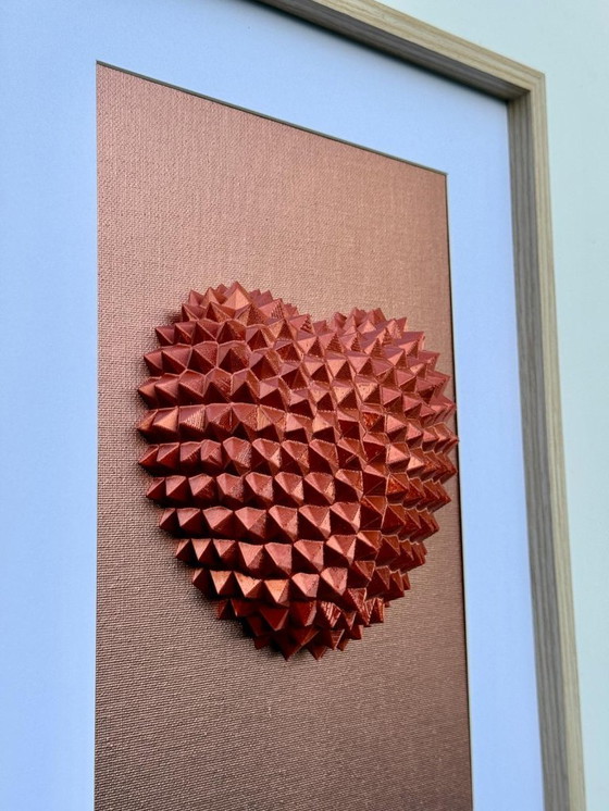 Image 1 of 3D Geometric Heart Wall Art – Bronze Heart