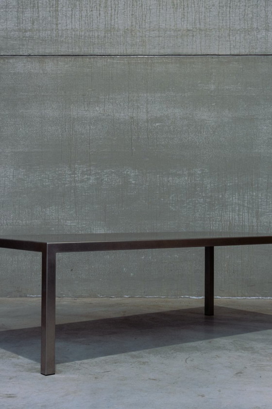 Image 1 of late 90s full stainless steel/brushed steel dining table