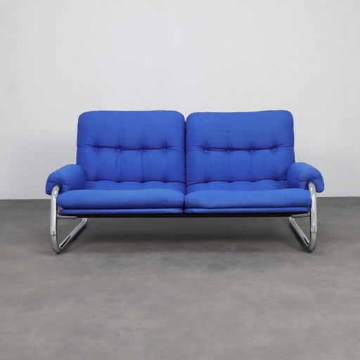 Chrome Tubular Frame Two-Seater Sofa, 1970s