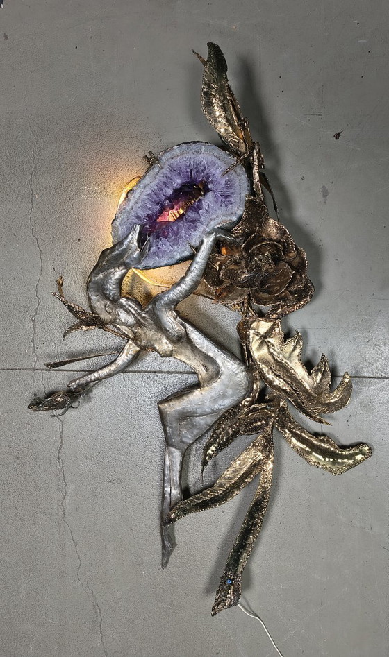 Image 1 of XL Illuminated amethyst wall sculpture by Marc D'Haenens, 1970s