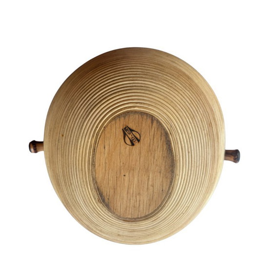 Image 1 of Design-Holzkorb von Pieter van Gelder - mit Bambusgriff - signiert - ca. 1960