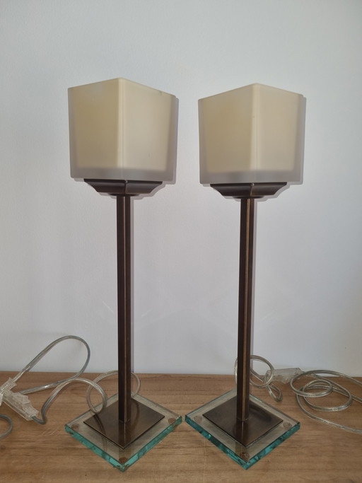Sideboard lamp – tafellampen, Glass, Brass (photo 2 of 8)