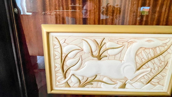 Image 1 of Zeldzame vintage barkast uit Expo '58 – Antilope-reliëf en hoogwaardig design – jaren 1950