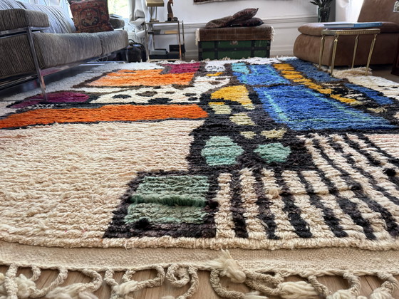 Image 1 of Tappeto vintage astratto in lana – 354 × 268 cm – pezzo unico fatto a mano a pelo lungo