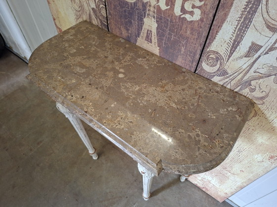 Image 1 of Antieke barok wandconsole, sidetable. haltafel met spiegel afm: 74x35m en 80cm hoog.