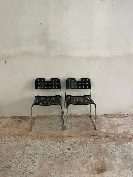 Omstack Vintage metalen stoelen - Bieffeplast, 1970, Set van 2