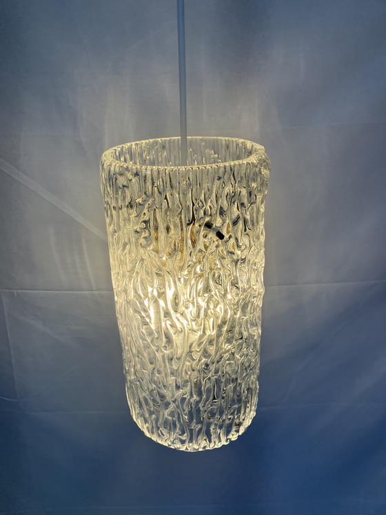 Image 1 of Suspension vintage en verre dépoli Kalmar Franken années 1950/60