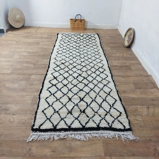 Beni Ouarain loper – handgeweven natuurlijke wol (304×110 cm)