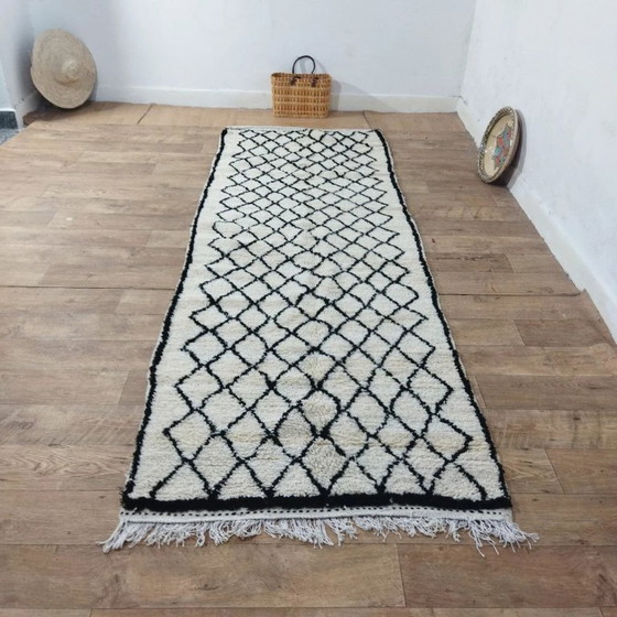 Image 1 of Beni Ouarain Läuferteppich – Handgewebte Naturwolle (304×110 cm)