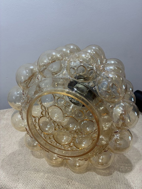 Helena Tynell bubble glass pendant lamp for Limburg, 1960s, Glashütte Limburg, Brass, Orange (photo 5 of 6)