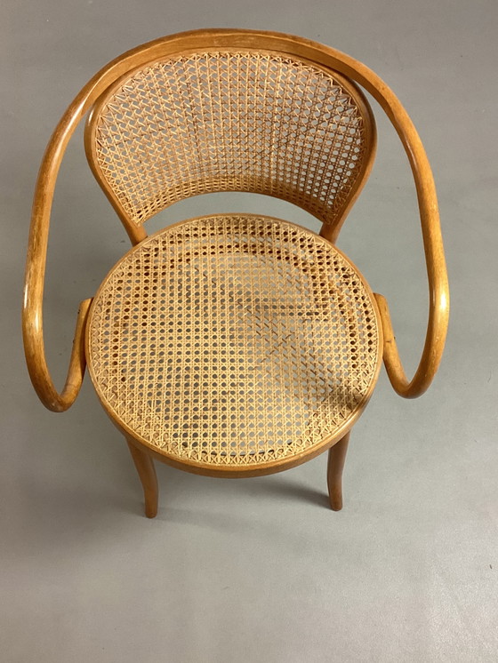 Image 1 of Sedia Vintage 210 in rattan e legno curvato