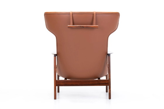 Cognac Leather & Wood Wingback Lounge Chair by Ib Kofod Larsen for Fröscher, 1970s – Kofod-Larsen, Armchairs (photo 21 of 26)