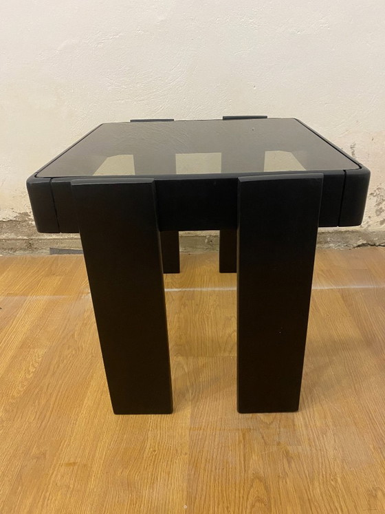 Vintage Meblo Yugoslavia Nesting Side Table, Smoked Glass, 1970s – Frattini Style – Wood (photo 8 of 15)