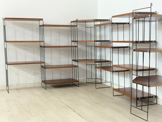 Image 1 of Modulaire wandplank in mid-century stijl - jaren 60 / String Shelf