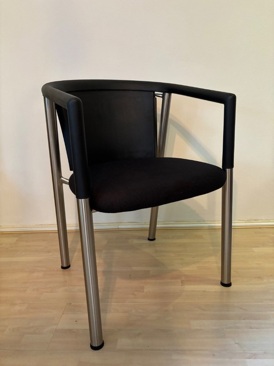Flexform design stoel, Zwart met geborsteld staal. – Vergaderstoel, Plastic (photo 8 of 11)