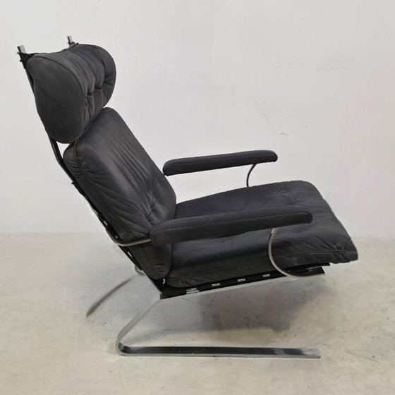 Image 1 of Swing chair 60's chrome met grijs leer 