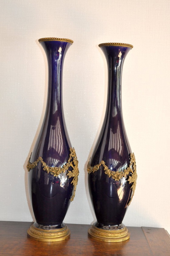Image 1 of Pair of large earthenware vases from Tours Saint Radegonde by the ASCH factory (ref 3233)