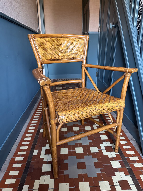 Image 1 of Vintage Rotan en bamboe stoel 1970’s