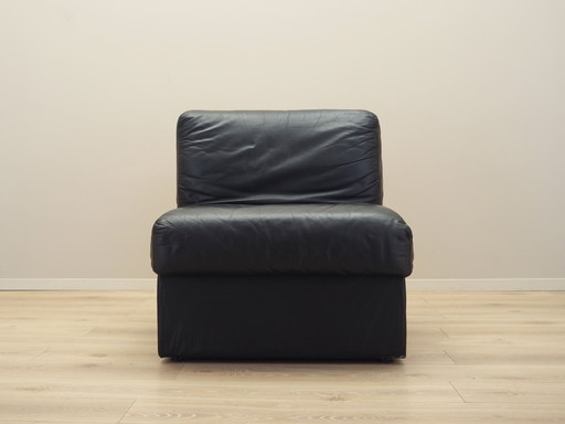 Fauteuil/pouf en cuir noir, Design italien, 1960S, Production : Italie